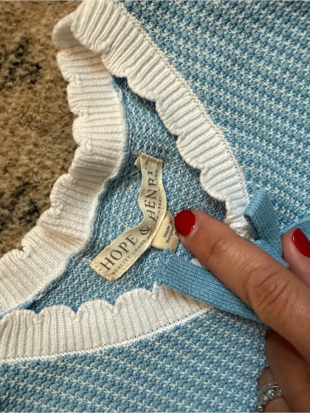 Hope & Henry | Blue Knit Bow-Accent Girls Dress
